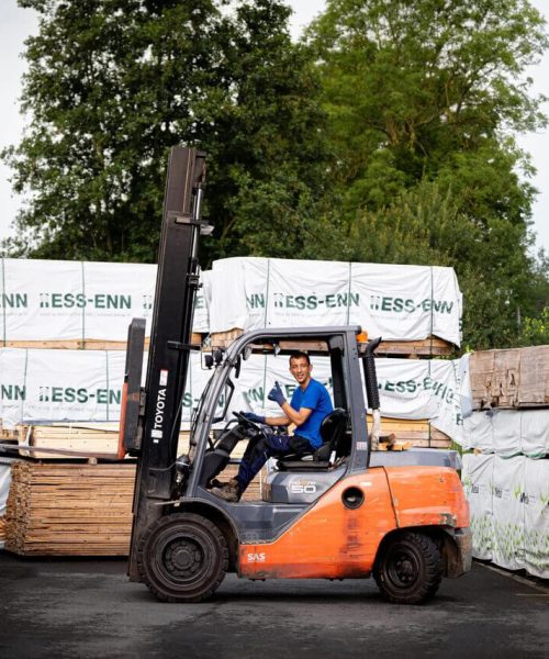 Employee in a forklift truck